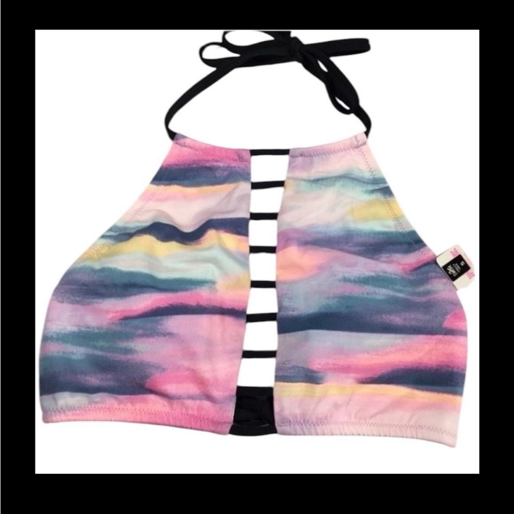 PINK Victoria's Secret Pink and Blue Tie-Dye Halter Bikini